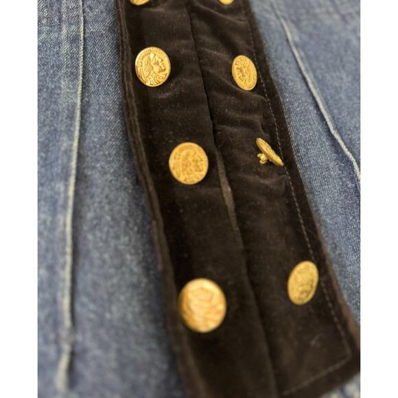 Vintage Military Style 90s Jacket Dark Jean Velvet Stefano Int. Size MED Womens - Picture 12 of 16